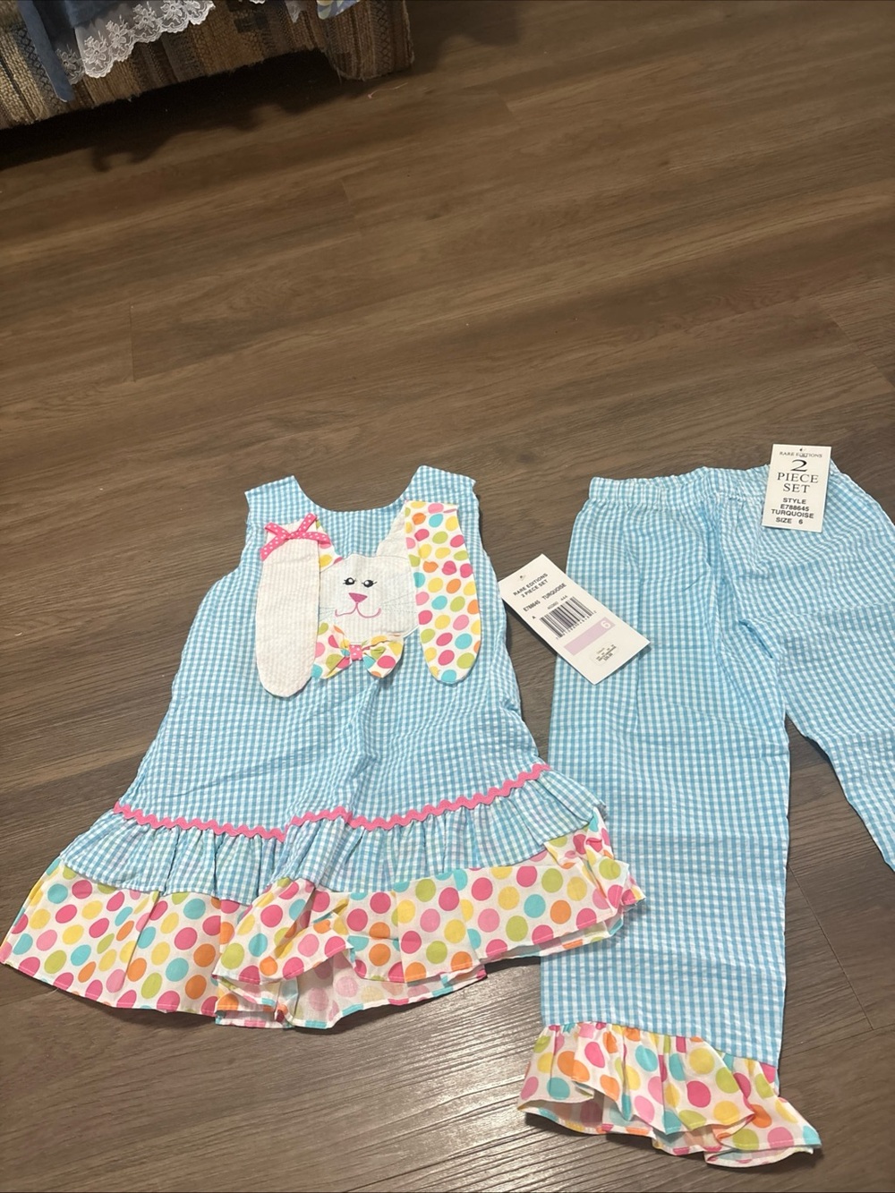 blue gingham dress set new tags size 6
